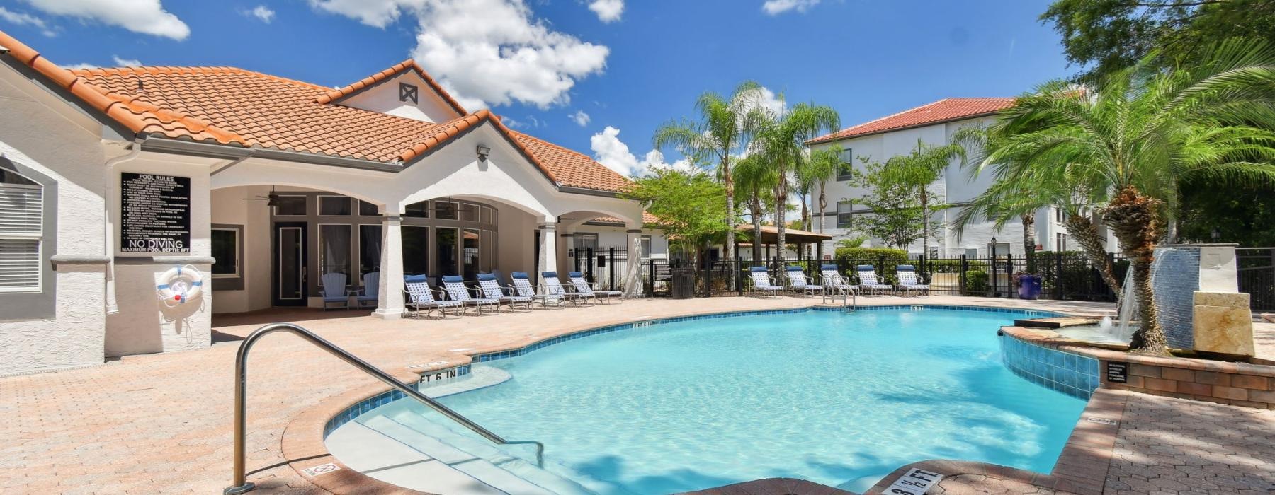 a swimming pool in a backyard